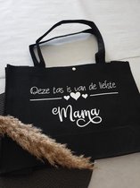 Mint11 - Vilten tas - Handtas liefste mama - Zwart - Moederdag cadeau - cadeau voor haar - verjaardagscadeau - verjaardagskado - boodschappentas -