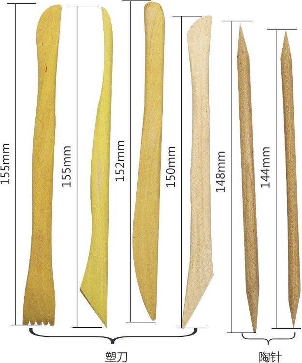 Klei gereedschap set - boetseer gereedschap -  inclusief zwarte nylon ritstas - Duurzaam hout  - 14 Delig