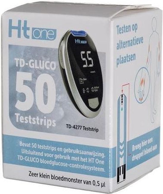 HT One glucose teststrips HT One - Blauw - Past op HT ONE glucosemeter - Ht One