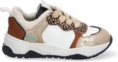 Bunnies JR 221370-501 Meisjes Lage Sneakers - Wit/Bruin - Leer - Veters