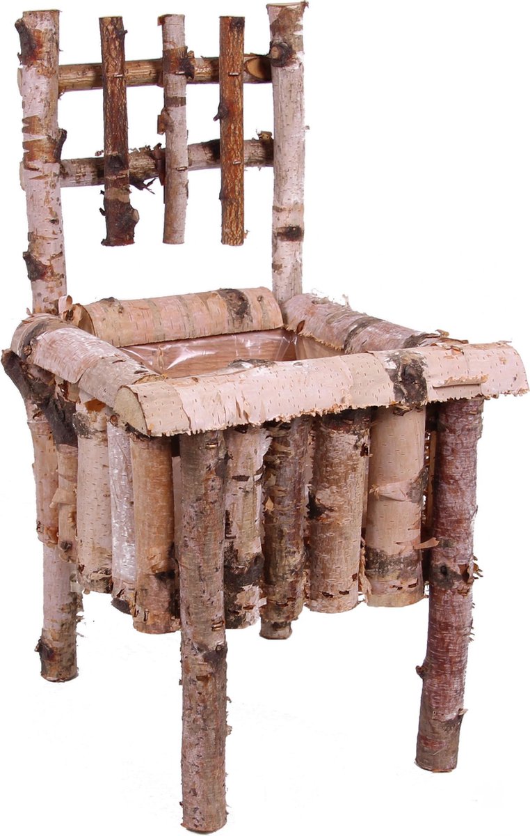 Plantenbak - Berkenbak - stoel - vierkant - 20x20x21cm