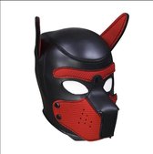Neoprene - Honden masker puppy play rood neopreen