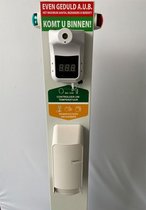 Zuil met desinfectie dispenser, thermometer en rode en groene LED verlichting