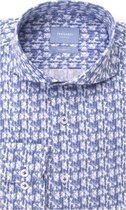Tresanti Heren Overhemd Blauwe Print Stretch Cutaway Tailored Fit - 42