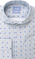 Tresanti Heren Overhemd Blauw Fijne Print Extreme Cutaway Tailored Fit - 39