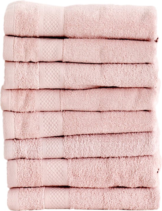 Handdoeken 50x100 cm - Zacht Roze - 8 stuks - Hotelkwaliteit | bol.com