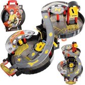 Auto Parkeergarage speelgoed Racebaan - In opberg koffer - Inclusief 3 voertuigen auto helikopter- Jongens