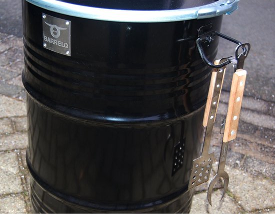 BarrelQ Small Houtskool|Barbecue|BBQ|Vuurkorf|Vuurton|bijzettafel| Olievat 60 Liter zwart| inclusief beschermhoes van BarrelQ — afbeelding 3