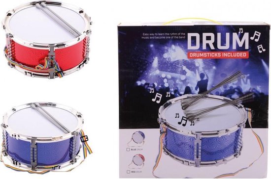 Johntoy Drum Met Sticks rood 30 Cm