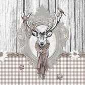 Ambiente Decorated Deer Taupe papieren servetten