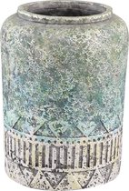 PTMD Dieter Turquoise cement decoratie boeren pot maat in cm: 29 x 29 x 39 - Groen