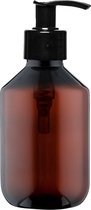 Lege Plastic Fles 200 ml PET Amber bruin - met zwarte pomp - set van 10 stuks - navulbaar - Leeg