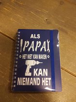 Notitieboekje - A6 - Gelineerd - Als papa het niet - Blauw - Paars