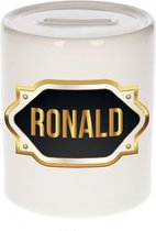 Ronald naam cadeau spaarpot met gouden embleem - kado verjaardag/ vaderdag/ pensioen/ geslaagd/ bedankt