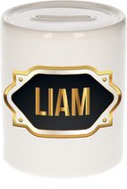 Liam naam cadeau spaarpot met gouden embleem - kado verjaardag/ vaderdag/ pensioen/ geslaagd/ bedankt