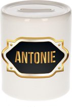 Antonie naam cadeau spaarpot met gouden embleem - kado verjaardag/ vaderdag/ pensioen/ geslaagd/ bedankt