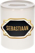 Sebastiaan naam cadeau spaarpot met gouden embleem - kado verjaardag/ vaderdag/ pensioen/ geslaagd/ bedankt