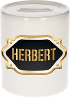 Herbert naam cadeau spaarpot met gouden embleem - kado verjaardag/ vaderdag/ pensioen/ geslaagd/ bedankt