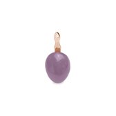 Silventi 9SIL-21123 Zilveren Hanger met Steen - Amethyst - 14 x 11 mm - Rhodium - Zilver - Rosé Gold Plated (Verguld / Goud op Zilver)