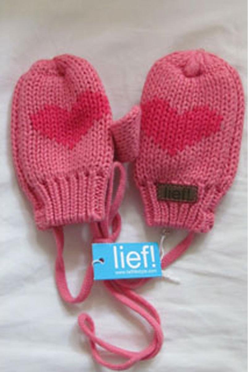 Lief! wantjes lichtroze met hart, maat M