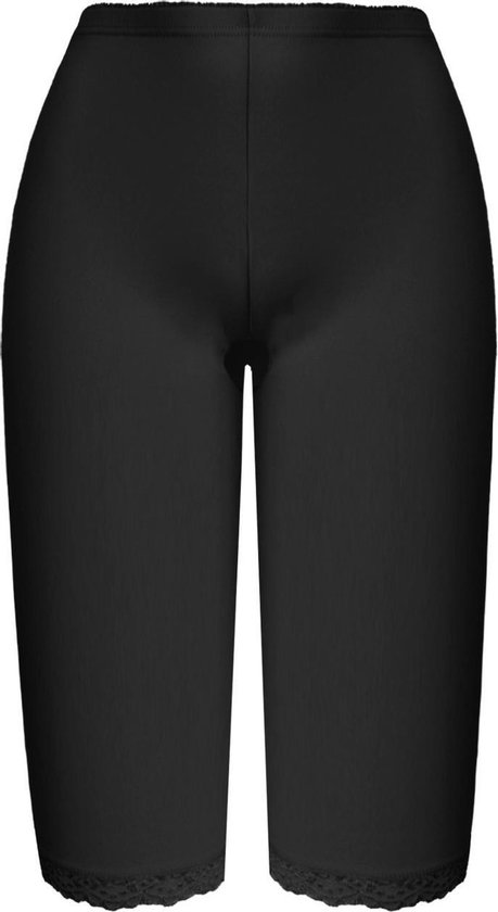 Dames legging 2 pack tot onder knie met kant randje zwart M | bol.com