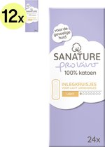 Sanature Pro Vivo 100% katoenen - Inlegkruisjes met geurneutralisatie Light - 12 x 24 stuks - Natuurlijk & voor de gevoelige huid