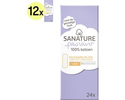 Sanature Pro Vivo 100% katoenen - Inlegkruisjes met geurneutralisatie Light - 12 x 24 stuks - Natuurlijk & voor de gevoelige huid