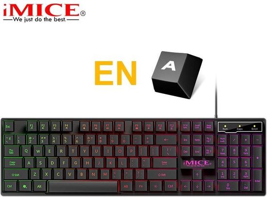 iMICE AK-600 Bedraad USB Drijvende Keycap-tekens Glow Backlit Gaming  Keyboard (zwart)... | bol.com