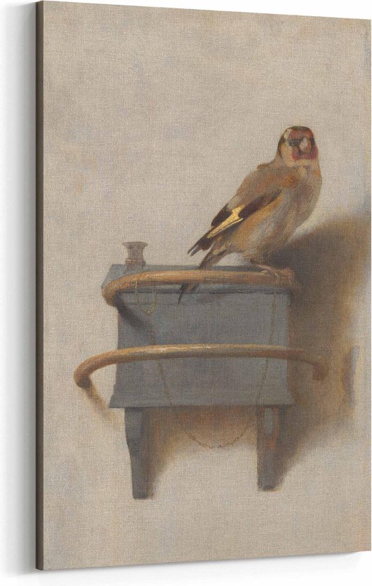 Het puttertje - Canvas 40x60 cm inclusief frame en ophangbeugel – Van Carel Fabritius, Een van de: Oude meesters uit het: Mauritshuis – Canvas schilderijen – Vogel schilderij