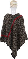 Poncho - Dames poncho - leopard print - Knit omslagvest