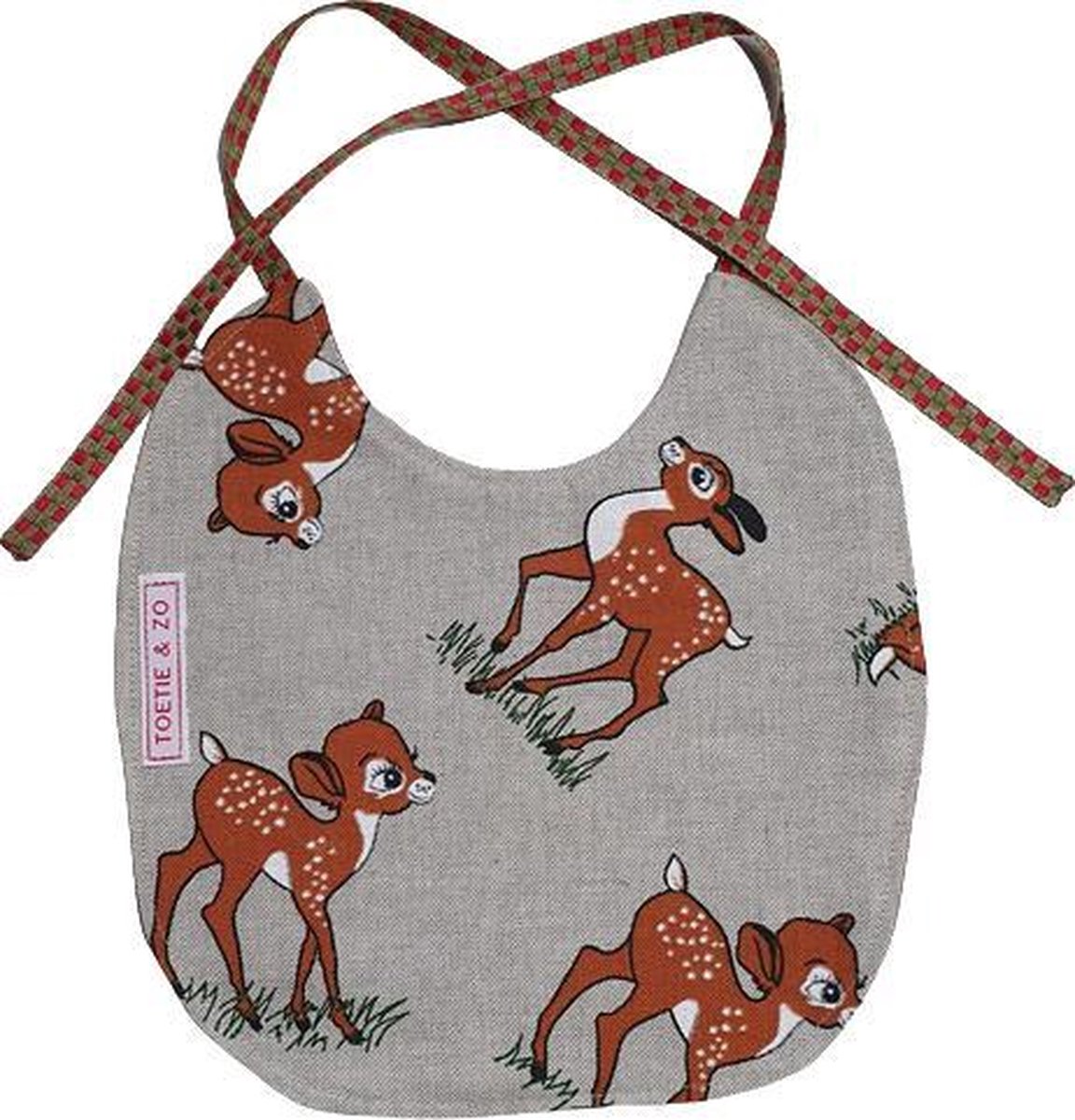 Goedkoopste Toetie & Zo Handgemaakte Slabber Hertje - Beige - Rood - Slabbetje - Slab - Spuugdoek - Baby - Omkeerbaar - Kraamkado