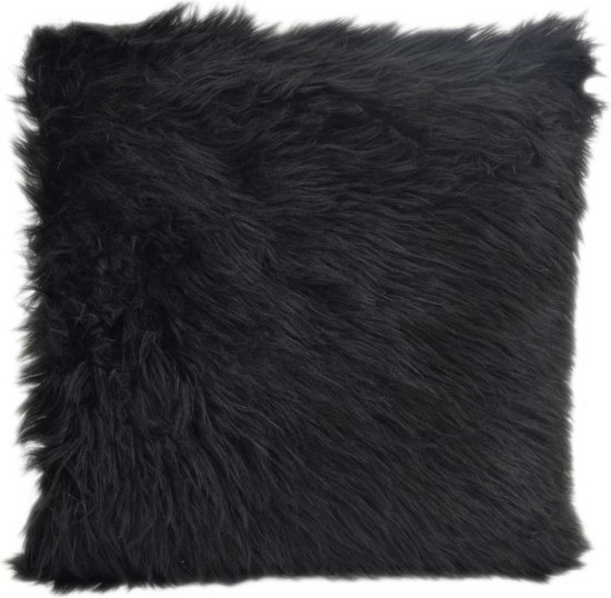 Full Black Fur Kussenhoes | Polyester / Imitatiebont | 45 x 45 cm | Zwart