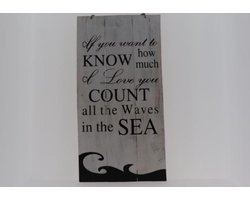 Tekstbord Waves 30x60 cm hangemaakt van hout