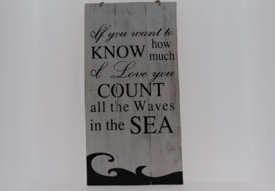 Tekstbord Waves 30x60 cm hangemaakt van hout