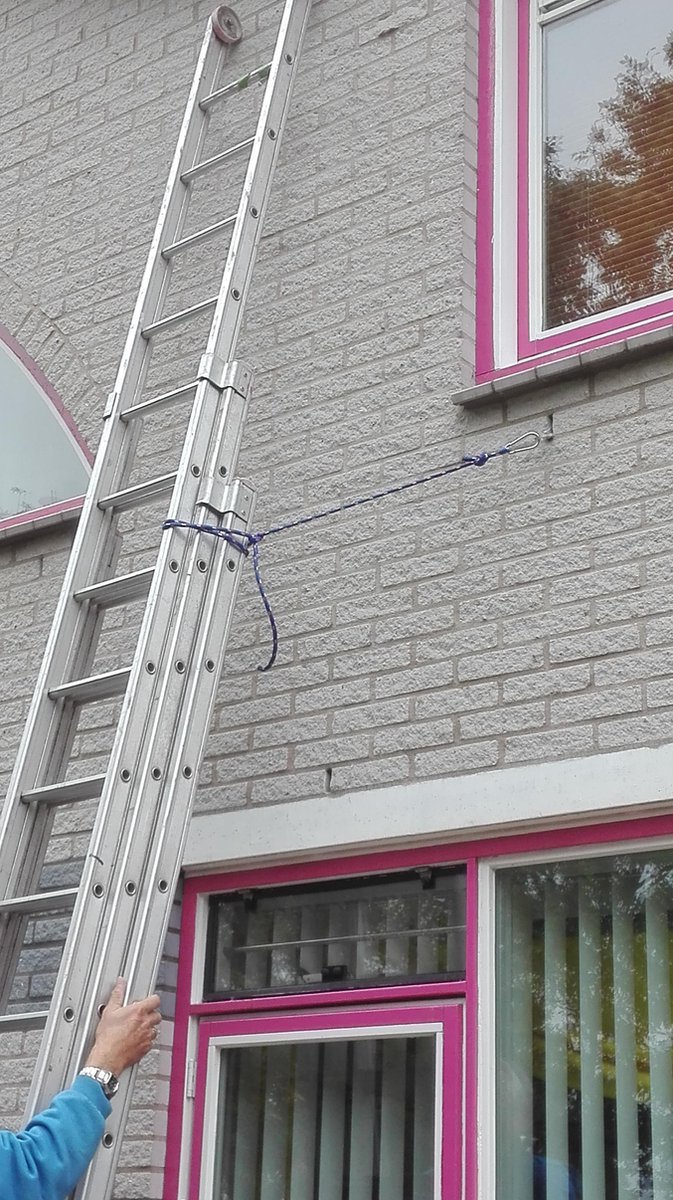 Ladder vast aan de muur: SpouwVast herbruikbaar muuranker 6mm + + 2 spanbanden |