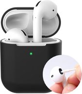 AirPods case voor iPhone - AirPods hoesje black - AirPods siliconen - AirPods bescherming zwart - 4 AirPods clean staafjes