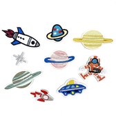 Raketten Planeten UFO's Astronaut En Ster Ruimtevaart Strijk Patch Set Muticolor / 8.2 cm / 4.9 cm