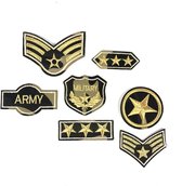 Army Green And Gold Strijk Patch Set Camouflage 9.5 cm / 7.5 cm / Legergroen Camouflageprint Goud