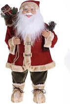 Kerstman Pop met Zak Cadeaus - Decoratieve Kerstpop - Kerstdecoratie - 45 cm - Rood/Groen