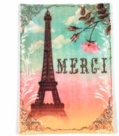 Eiffeltoren Parijs Merci Paris Strijk Applicatie S 6.9 cm / 9.9 cm / Groen Roze Oranje