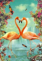 Flamingo Paradijs Strijk Applicatie 6.6 cm / 9.7 cm / Blauw Roze