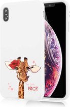 Apple Iphone XS Max wit siliconen giraffe hoesje - You look nice *LET OP JUISTE MODEL*