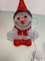 Sneeuwpop beeldje met LED (24 cm hoog)