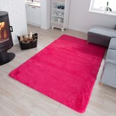 Tapiso Silk Vloerkleed Roze Fuchsiaroze Hoogpolig Woonkamer Tapijt Maat- 160x230