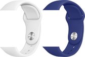 2 sport bandjes geschikt voor Apple Smartwatch 42/44 mm S/M – YOUNIQ – Wit & Marine Blauw – iWatch Series 1/2/3/4/5/6/SE - Horloge Band Straps geschikt voor Apple watch