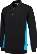 Tricorp Polo Sweater Bicolor Borstzak 302001 Zwart / Turquoise - Maat S