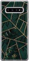 Samsung S10 Plus hoesje siliconen - Abstract groen | Samsung Galaxy S10 Plus case | groen | TPU backcover transparant