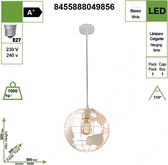 Moderne Aarde hanglamp, Globus, E27, 30 cm de diámetro, Wit