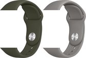 2 sport bandjes geschikt voor Apple Smartwatch 42/44 mm S/M – YOUNIQ – Olijf & Donker Grijs – iWatch Series 1/2/3/4/5/6/SE - Horloge Band Straps geschikt voor Apple watch