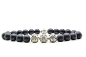 Beaddhism - Armband - Matt Black - 925 Zilver - Yin 3 - 8 mm - 18 cm